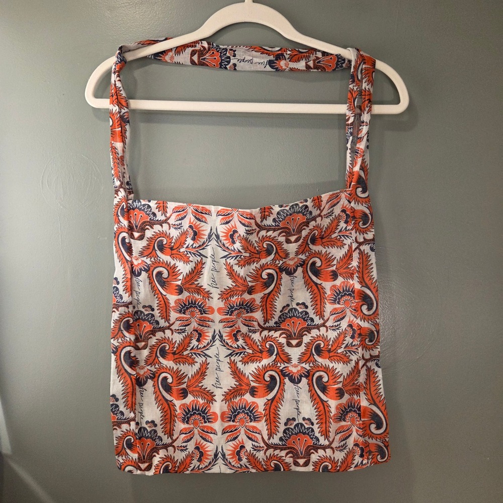 Free People Linen Printed Tote Bag, 15"x15"